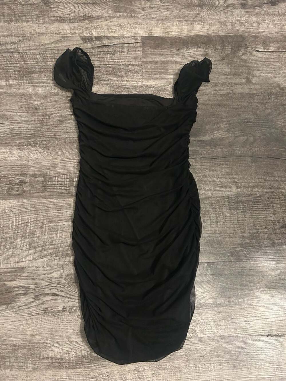 Princess Polly Black Ruched Mesh Mini Dress Size US 4 - Picture 3 of 3